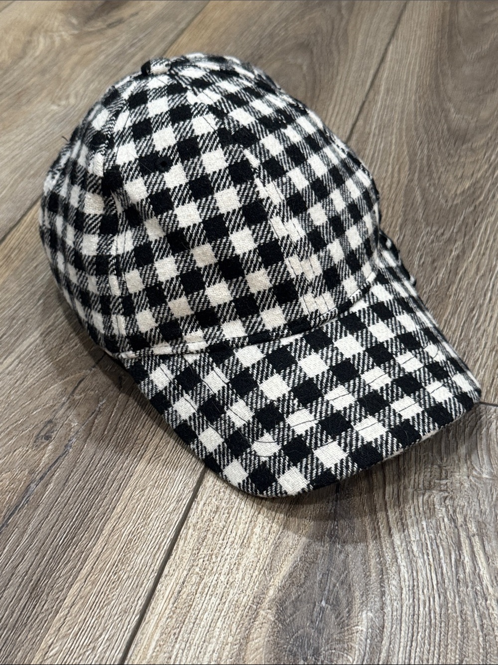 Plaid Baseball Cap  Black & White Classic Check Pattern Unisex